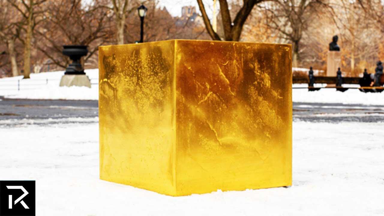 Mysterious Gold Cube Appears In Central Park #shorts
